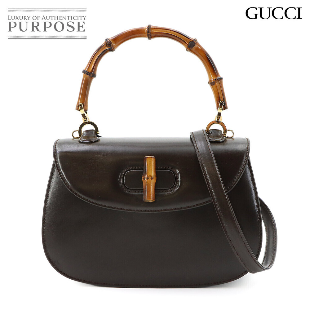 Gucci Bamboo Hand Shoulder Bag Leather Brown